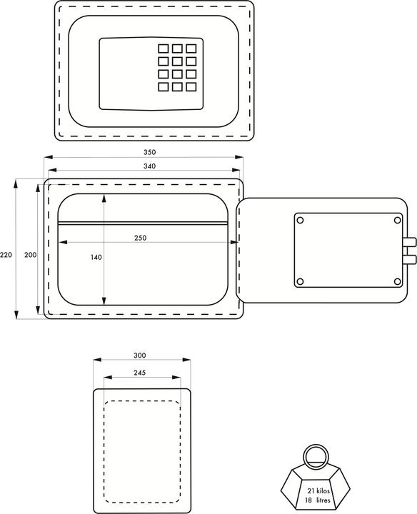 Immagine prodotto Thirard Cassaforte top rambures, serratura elettronica con codice, 2 catenacci, 18l (18 l)