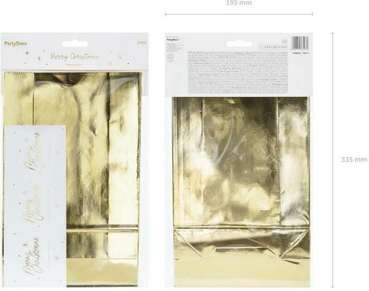 Produktbild Partydeco Gift bags, gold, 18.5x28.5x8cm (1 pkt / 3 pc.) (3x)