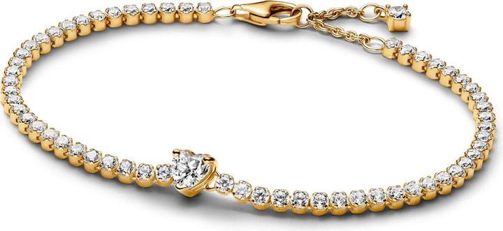 Actual product image Pandora Sparkling Heart Tennis Bracelet (16 cm, Metal, Gold plated)