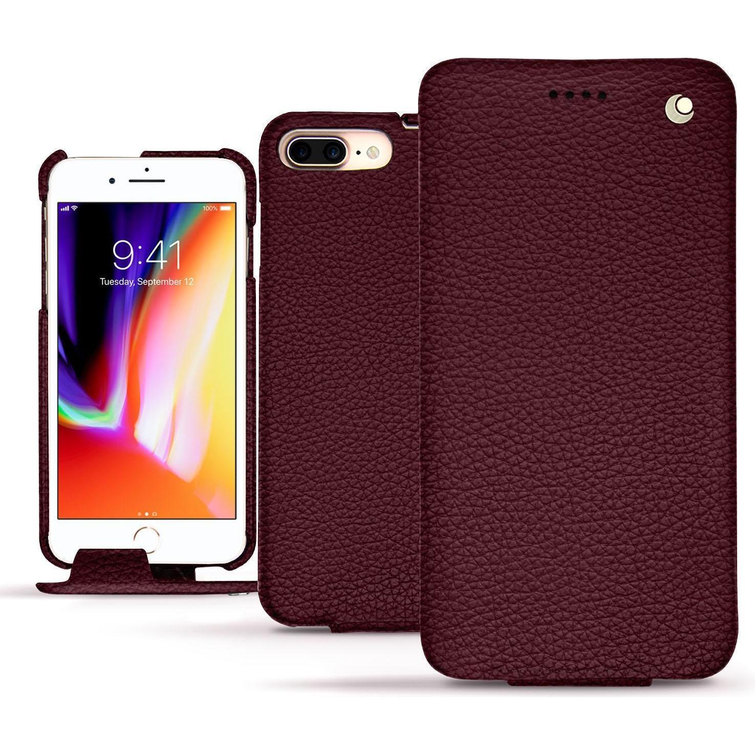 Noreve Lederschutzhülle vertikal (Apple iPhone 8 Plus), Smartphone Hülle, Violett