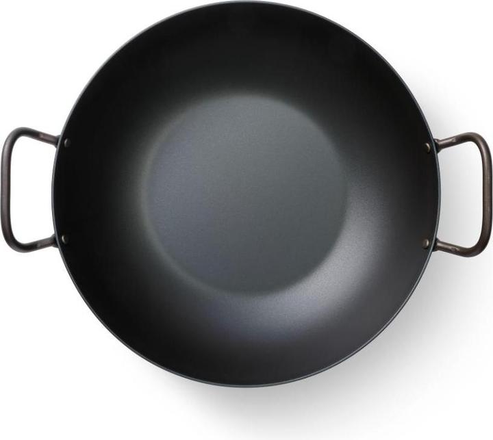 pasoli wok | VOORAF INGEBRAND | ronde bodem | voor gasfornuis & grill | diameter 30 cm | traditionele handgehamerde wok van koolstofstaal | Vlakke bodem | houten handvat | natuurlijke anti-aanbaklaag