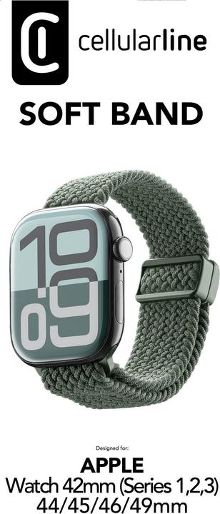 Immagine prodotto Cellularline Soft Band für Apple Watch (Serie 1/ 2/ 3) 44/ 45/ 46/ 49mm (Nylon, Sintetico)