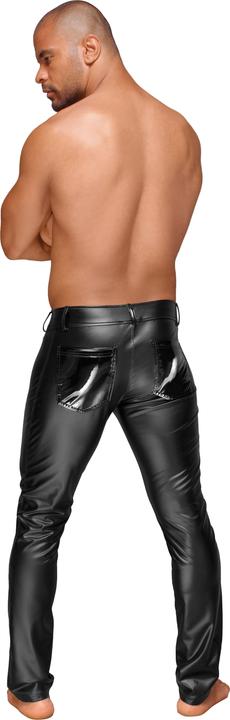 Productafbeelding Noir Handmade Wetlook broek met PVC plooien (M)
