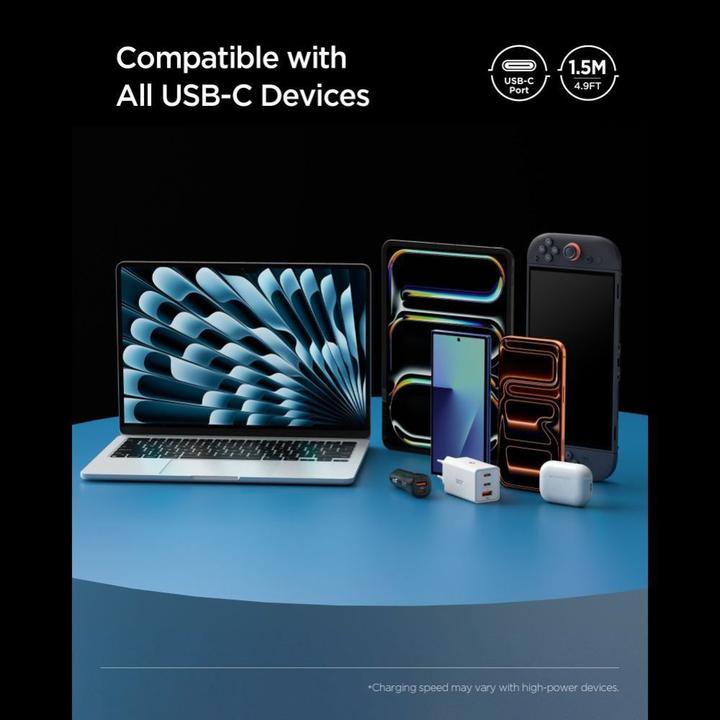 Produktbild Spigen Kabel EB10015CC Essential USB-C 100W 1.5m biały (1.50 m, USB 3.2 Gen 1, 100 W)