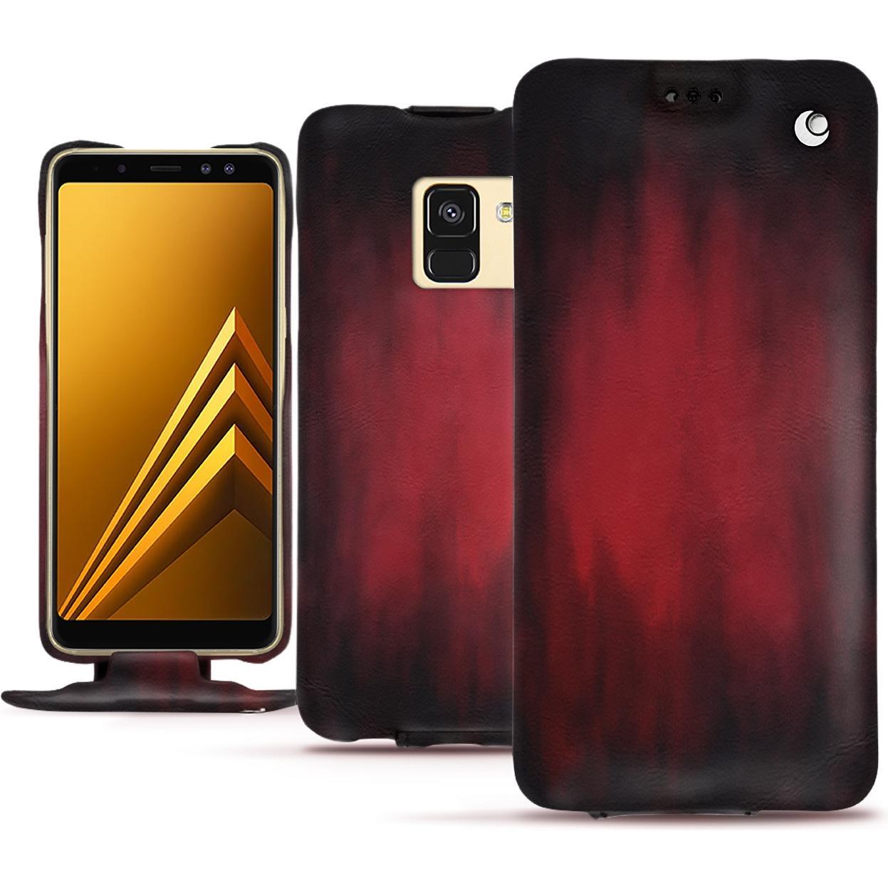 Noreve Lederschutzhülle vertikal (Samsung Galaxy A8+), Smartphone Hülle, Rot