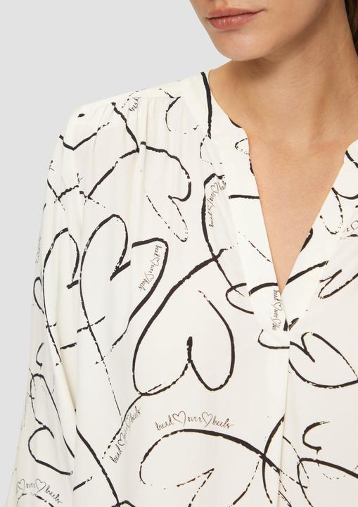 Produktbild S.Oliver Bluse Viskosebluse mit All-over-Print und Smok-Detail am Ärmel (32)