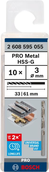 Immagine prodotto Bosch Professional Zubehör Trapano PRO Metal HSS-G, 3 x 33 x 61 mm (3 mm)