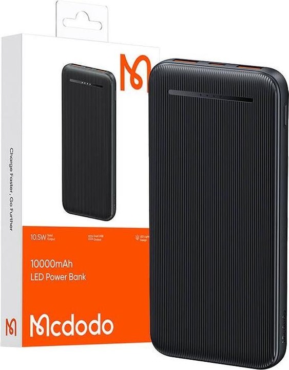 Produktbild Mcdodo Power Bank MC-4631 Dual USB,10000mAh, 10.5W (black) (10000 mAh, 37 Wh)
