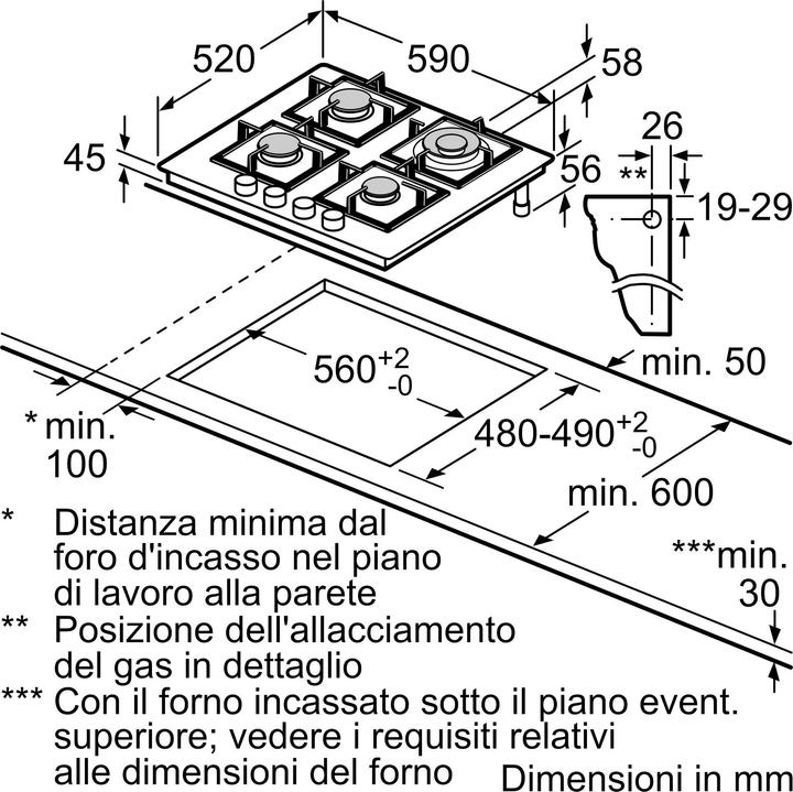 Immagine prodotto Siemens EN6B6HB90 Piano cottura a gas integrato 4 Zone