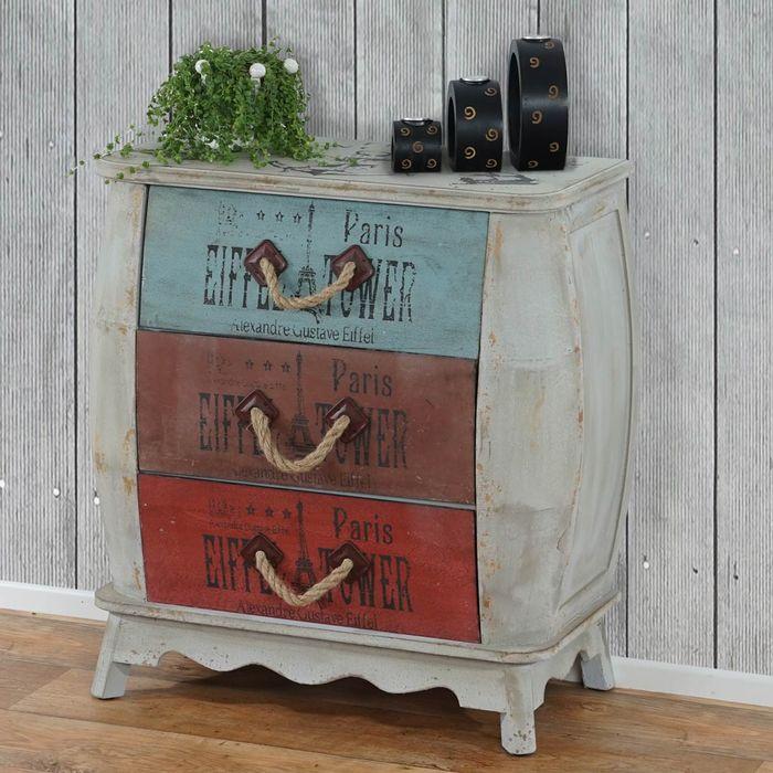 Produktbild Mendler Kommode Leiria Schubladenkommode Schrank Shabby-Look, Vintage, 74x70x36cm (70 x 36 x 74.5 cm)