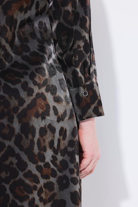 Produktbild Ulla Popken Midikleid, Leo-Design, A-Linie, V-Ausschnitt, Langarm (42, 44)