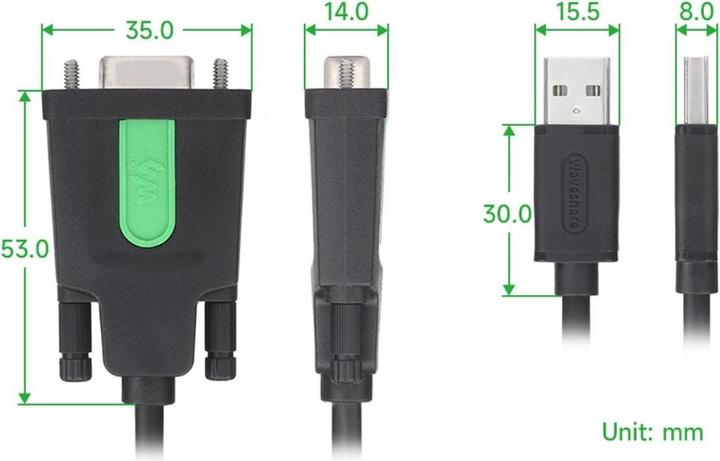 Produktbild WaveShare USB auf RS232 FT232RL Adapterkabel Female