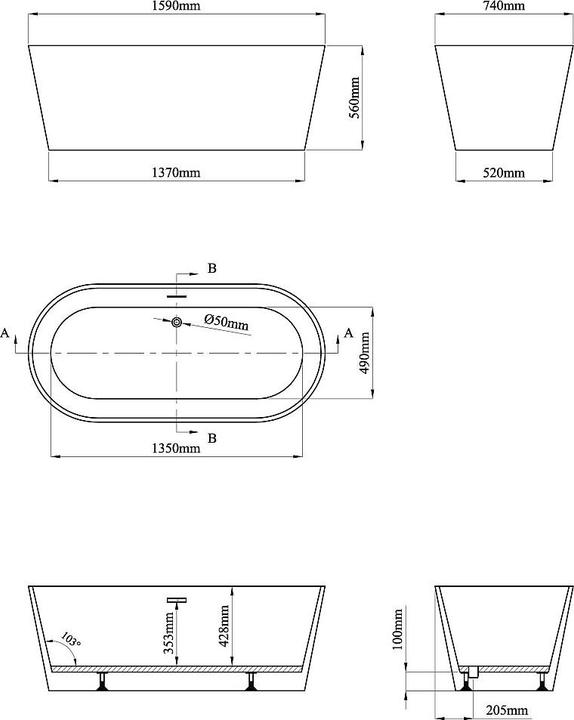 Image du produit Shower Design Luzeca (255 l, 74 cm, 159 cm)