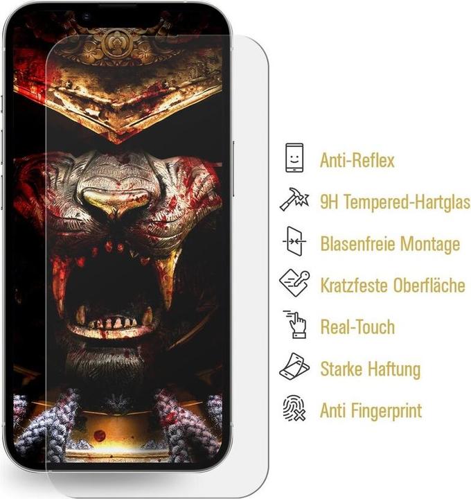 Produktbild Protectorking 1x Echtes Tempered 9H Panzerhartglas Matt Entspiegelt (1 Stück, Apple iPhone 13)