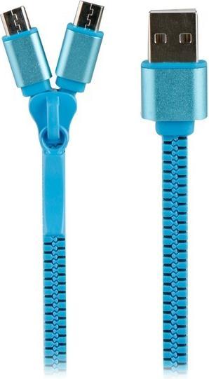 Image du produit Muvit CABLE DOUBLE 2A CHARGE USB/MICRO-USB 0.35M BLEU (0.35 m)