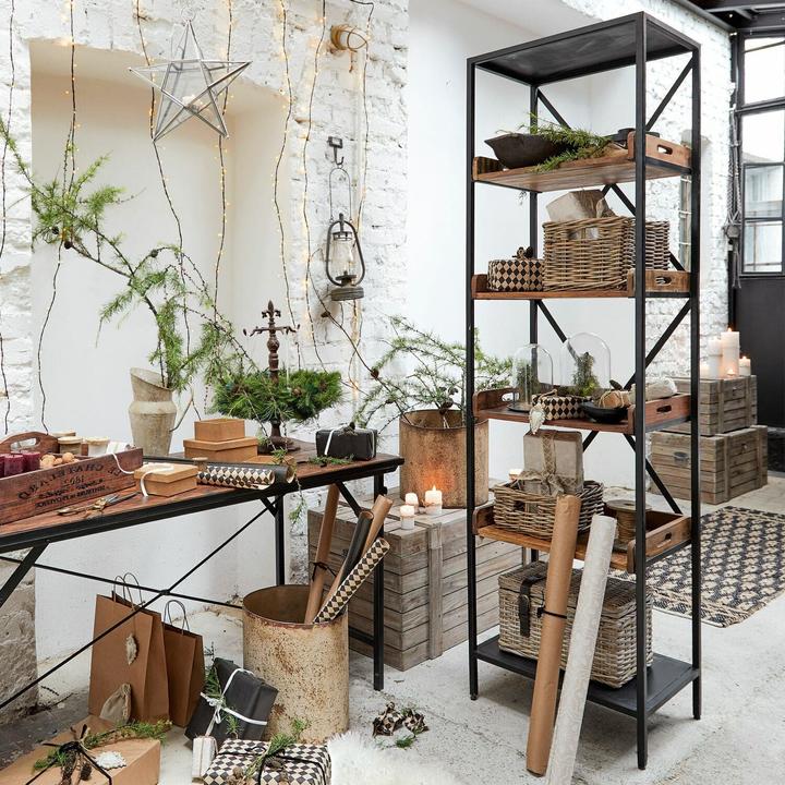 Image du produit Loberon Étagère Lancaster brun antique/noir (200 x 55 x 40 cm)