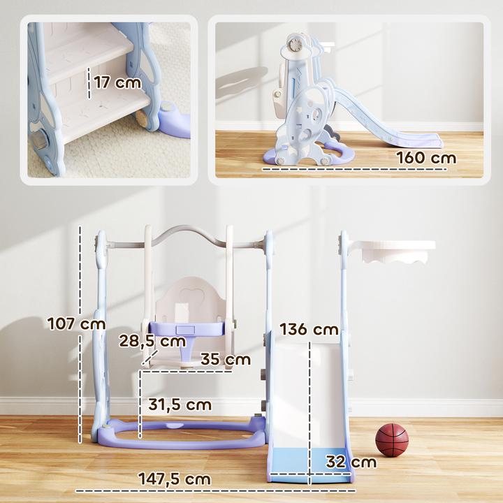 Image du produit Aiyaplay Kinderschaukel mit Rutsche Kunststoff Hellblau
