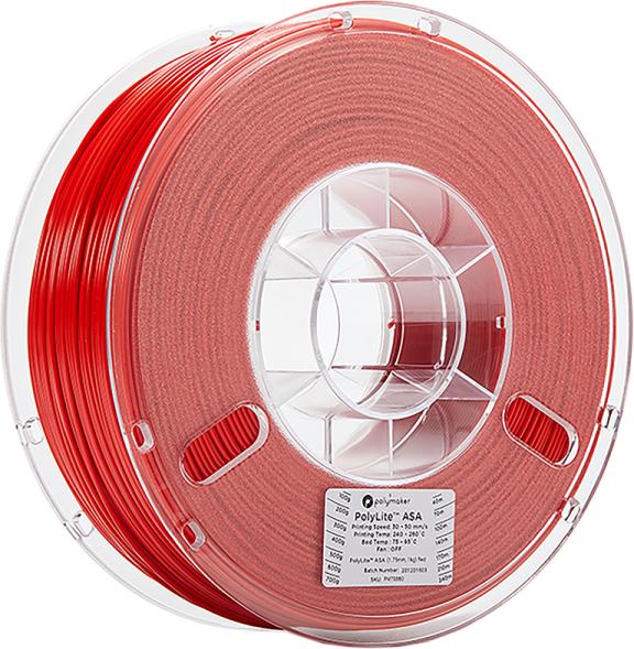 Image du produit Polymaker PolyLite ASA - Rouge - 1.75mm (ASA, 1.75 mm, 1000 g)