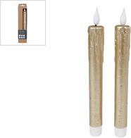 Led Kaars Met Afstandsbediening Goud Set van 2 (2x)