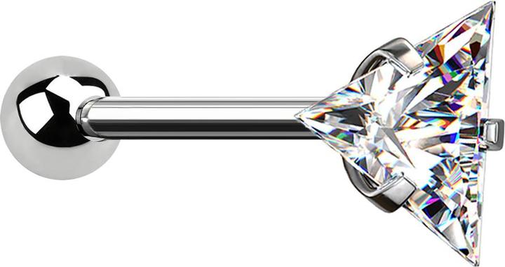 Immagine prodotto Star Piercing Micro bilanciere in argento con sfera e triangolo di cristallo (senza ottone, Acciaio chirurgico 316L)