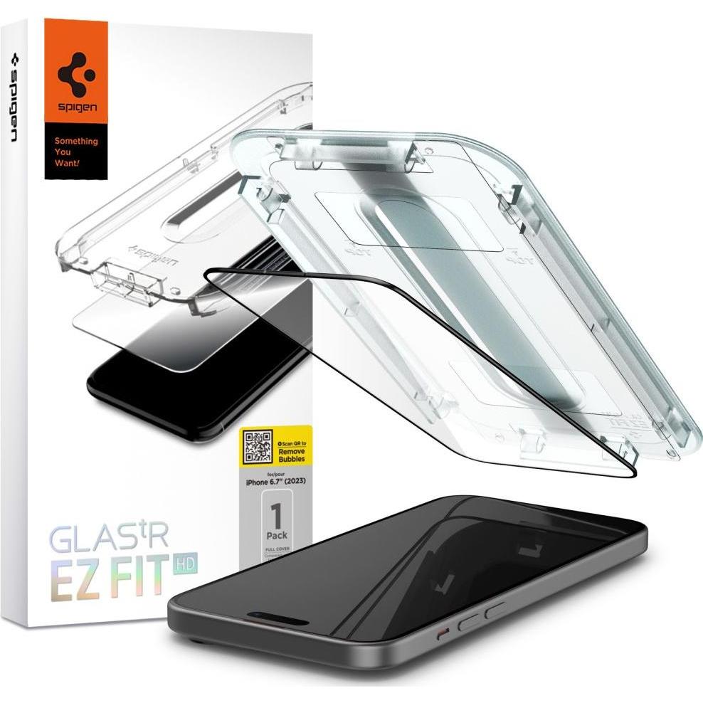 Thumbnail - Spigen GEHÄRTETES GLAS GLAS.TR „EZ FIT“ FC IPHONE 15 PLUS SCHWARZ (1 Stück, Apple iPhone 15 Plus), Smartphone Schutzfoli...