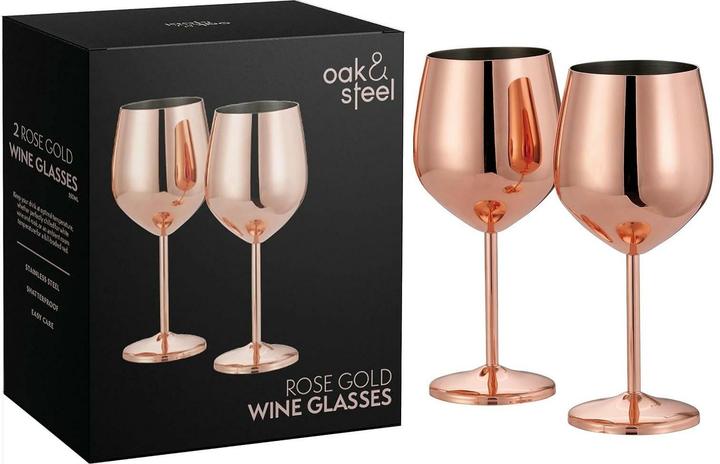 Actual product image Oak & Steel Stainless steel wine glasses rose gold set of 2 (50 cl, 2 Glasses, Wine glasses set)