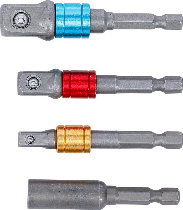 Actual product image BGS Adapter set for drills | coloured | drive external hexagon 6.3 mm (1/4") | output external square