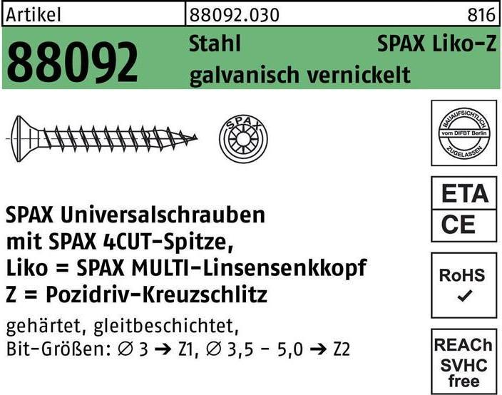 Produktbild Spax Spanplattenschrauben (1000 Schrauben pro Stück)