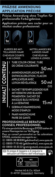 Nährwerte und Zutaten Syoss Coloration (3 59 Kühles Dunkelbraun)