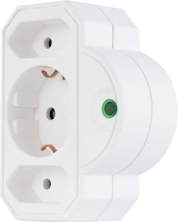Actual product image REV Steckdosenadapter 3-fach mit Überspannungsschutz, weiss (CEE 7/3, CEE 7/4, 3x)