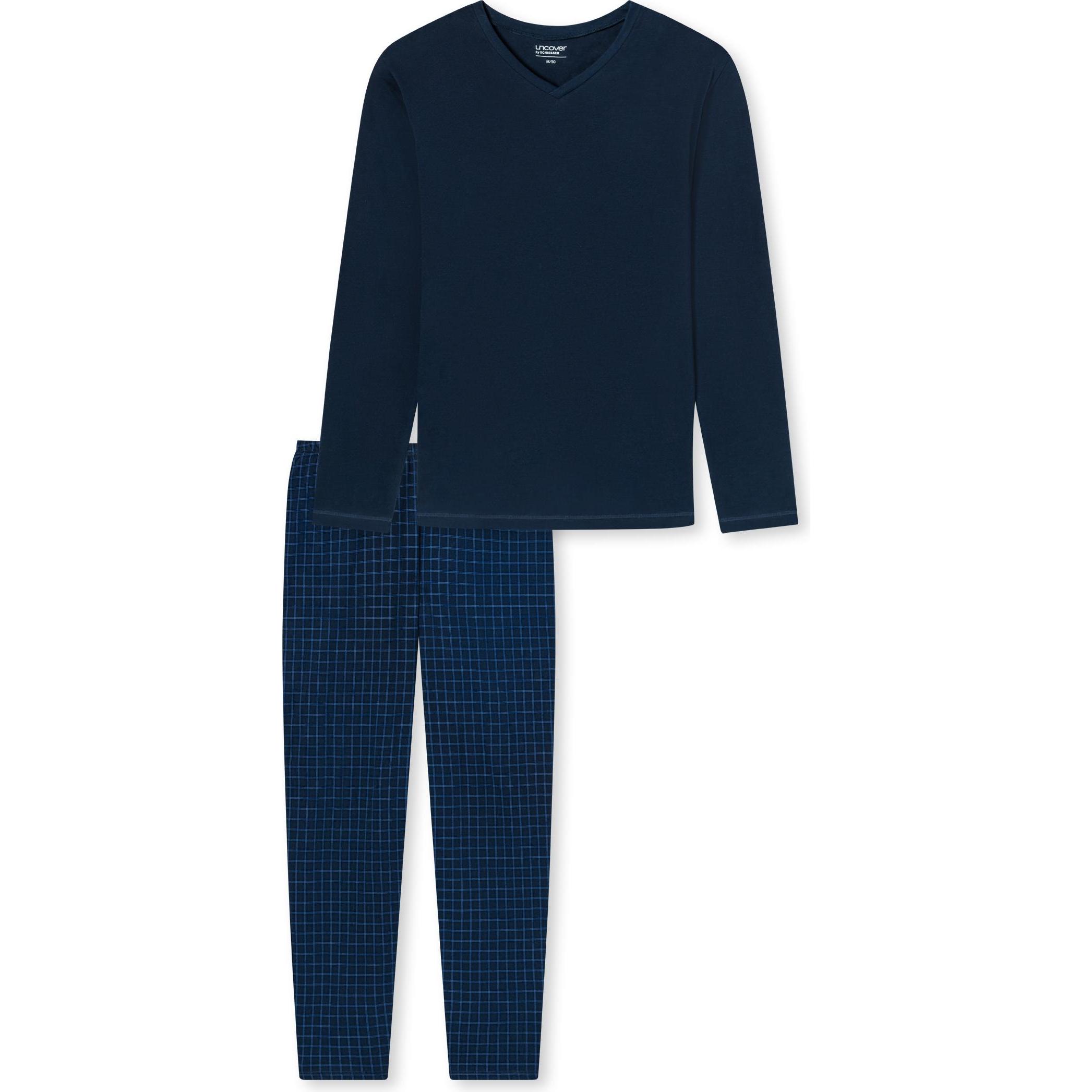Uncover by Schiesser, Herren, Pyjama, Pyjama Homewear Bequem sitzend, Blau, (S)