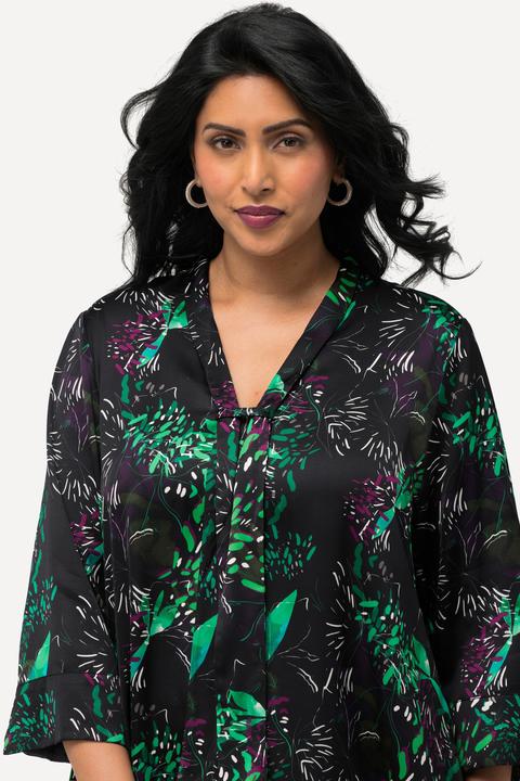 Produktbild Ulla Popken Long-Tunika, Satin, V-Ausschnitt, Schluppe, 3/4-Arm (46, 48)