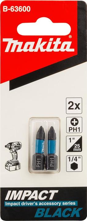 Actual product image Makita PH1 screwdriver bit, impact type, 25 mm (Cross Phillips PH M1)