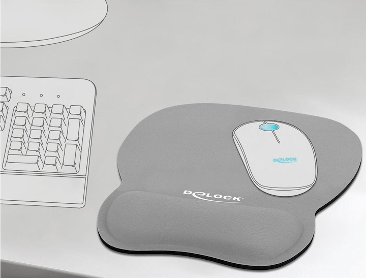 Actual product image Delock Ergonomic mouse mat with palm rest, grey Grey (L)