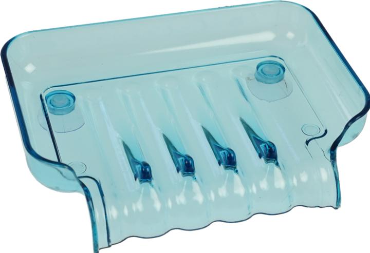 Actual product image Soap dish, plastic, blue with 2 suction cups (refill)