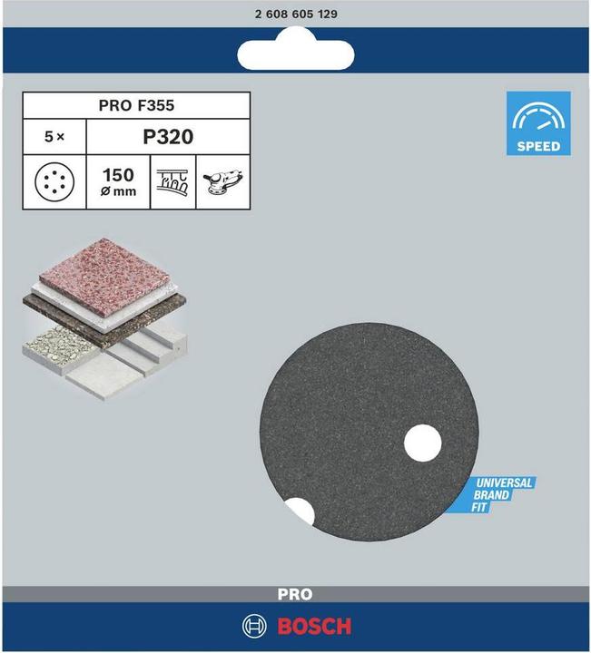 Actual product image Bosch Professional Zubehör PRO F355 sanding sheet, 150 mm, G320 (320)