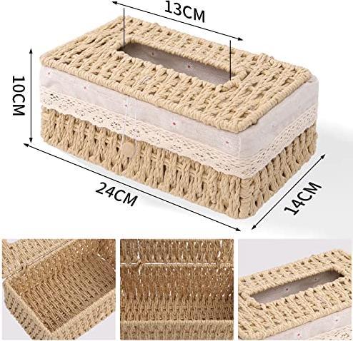 Produktbild Alopini Taschentücher Box aus Papierseil, Taschentuchbox Taschentuchspender mit Futter, Kosmetiktücher Box