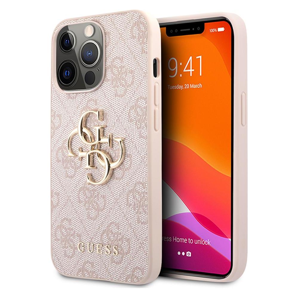 Guess Pu 4G Metal Logo Case For IPhone 13 Pro Pink (Apple IPhone 13 Pro), Smartphone Hülle, Pink