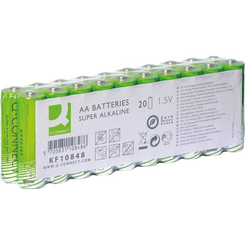 Q-Connect Alkaline Batterien (20 Stk., AA, 2140 mAh), Batterien + Akkus