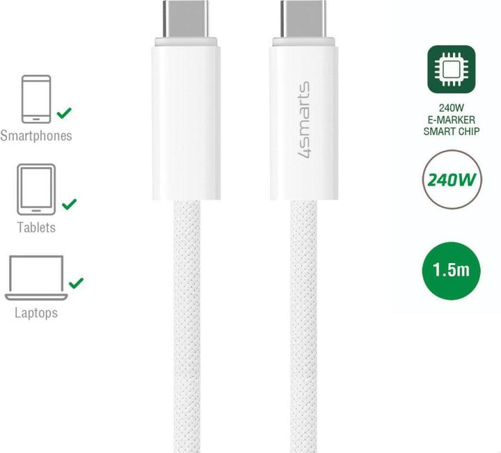 Productafbeelding 4smarts USB C – USB C (1.50 m, USB 3.2 Gen 1, 240 W)