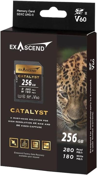 Actual product image Exascend SDXC-Card 256GB UHS-II V60 R280/W100 Catalyst series (new) (256 GB, SDXC, U3, UHS-II)
