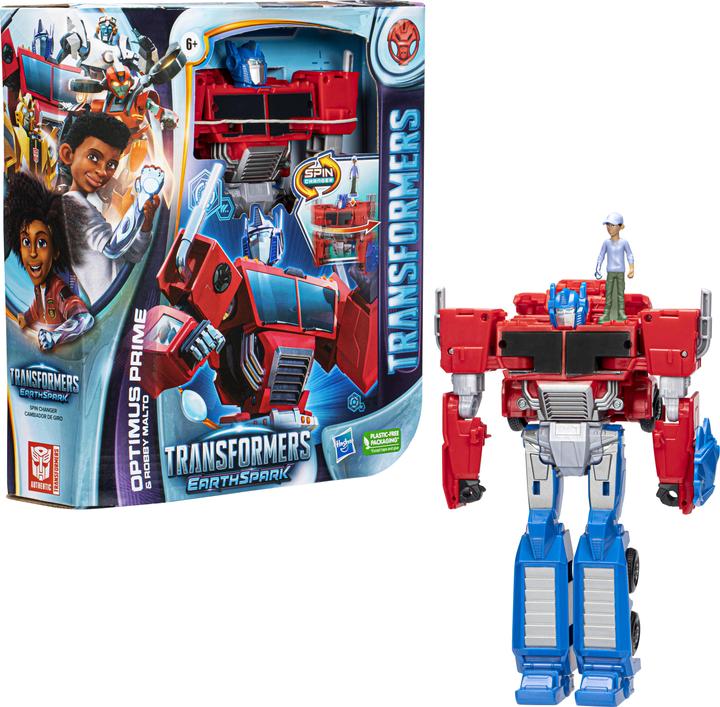 Produktbild Hasbro Transformers EarthSpark Spin Changer Optimus Prime mit Robby Malto Fi