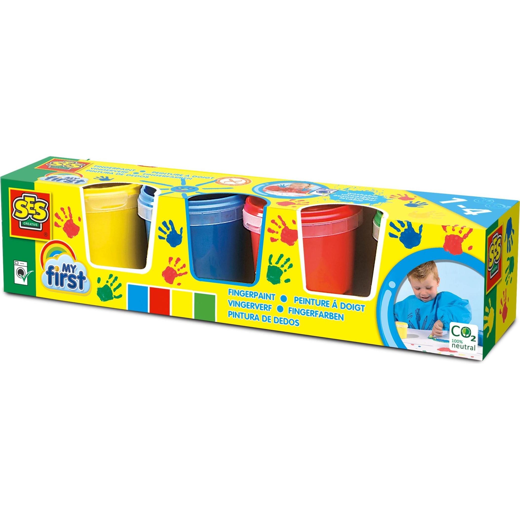 Thumbnail - Ses, Künstlerfarbe + Bastelfarbe, meinen ersten Finger malen (Red, Green, Blue, Yellow, 600 ml)