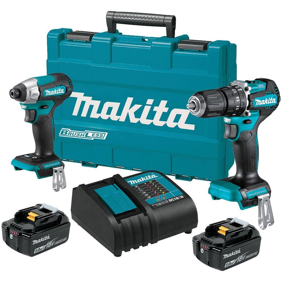 Makita, Bohrmaschine + Akkuschrauber, COMBO SET DLX2414ST ( DHP487 DTD157 2X5.0 AH DC18RC)