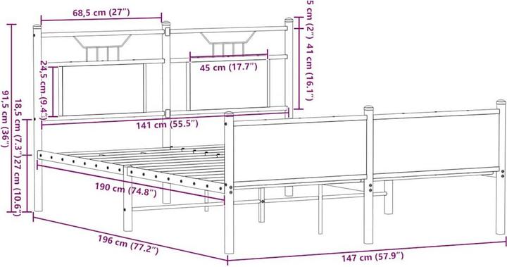 Image du produit vidaXL Bettgestell (140 x 190 cm)