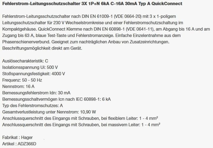 Nutritional values and ingredients Hager FI/LS switch