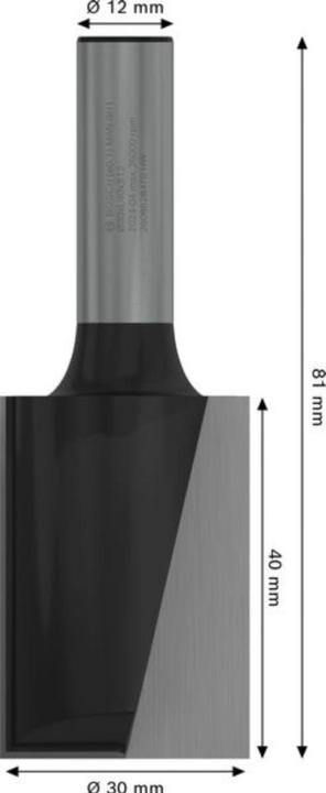 Produktbild Bosch Professional Zubehör Nutfräser, 12 mm, D1 30 mm, L 40 mm, G 81 mm