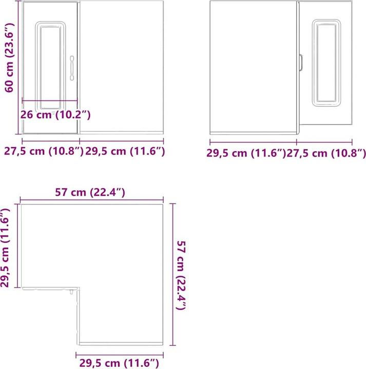 Image du produit VidaXL Armoire d'angle de cuisine Kalmar Blanc Matériau dérivé du bois (57 x 57 x 60 cm)