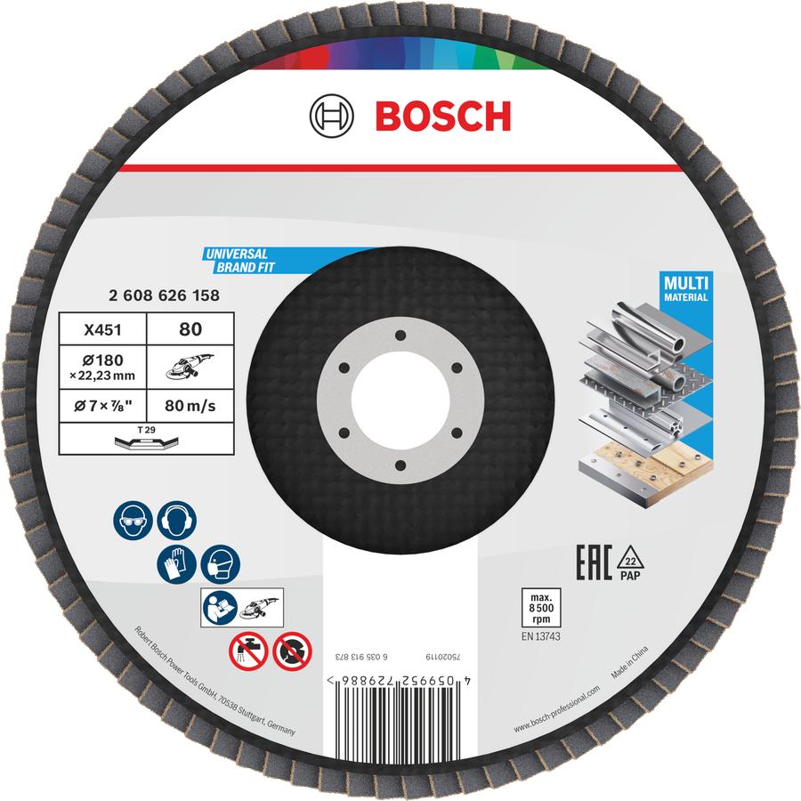 Bosch Professional Zubehör, Abrasivi, Bosch Accessories 2608626158 Fächerschleifscheibe 1 St. (80)