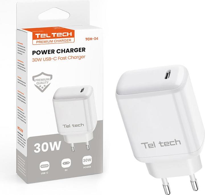 Actual product image Teltech 30W WAND-LADEGERÄT WEISS TYP-C TCH-04 (30 W)
